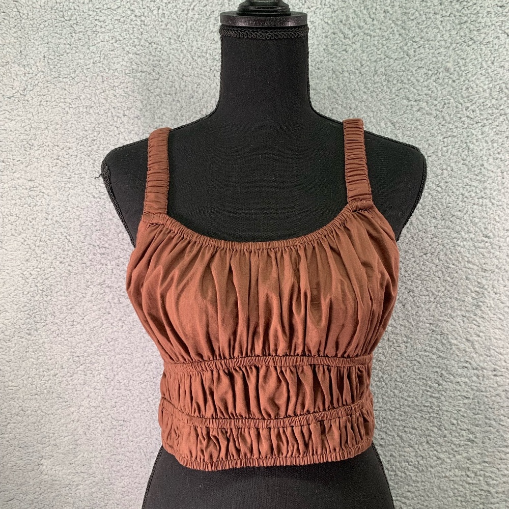 Faithfull The Brand Brown Crop Top Women's Size M / Large Peasant Cottagecore
